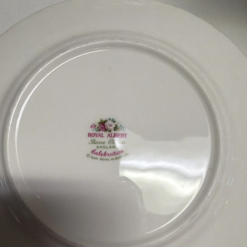 6. Royal Albert Celebration Bone China Floral Gold Rim Plate England 1969